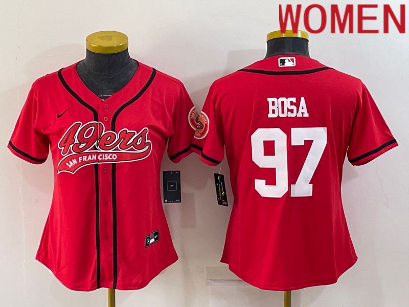 Women San Francisco 49ers #97 Bosa Red 2022 Nike Co branded NFL Jerseys->carolina panthers->NFL Jersey
